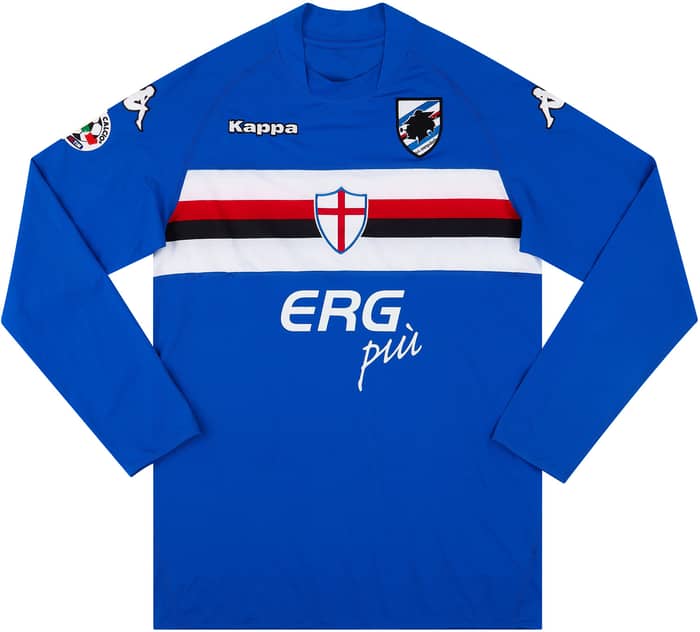 2009-10 Sampdoria Match Issue Home L/S Shirt Mannini #7