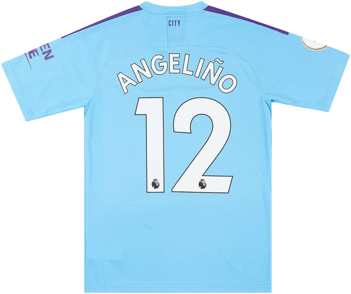 2019-20 Manchester City Match Issue Home Shirt Angelino #12