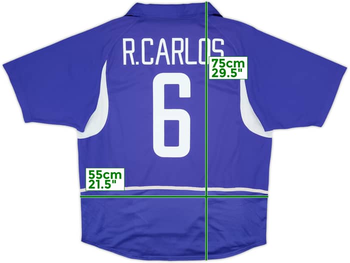 2002-04 Brazil Away Shirt R.Carlos #6 - 9/10 - (L)
