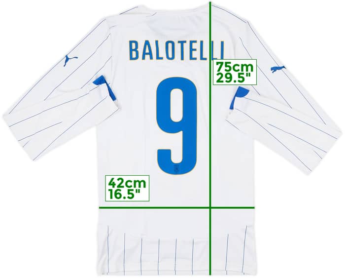 2014-15 Italy Player Issue ACTV Away L/S Shirt Balotelli #9 - 7/10 - (L)
