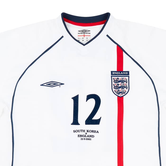 2002 England Match Worn Home Shirt Brown #12 (v South Korea)