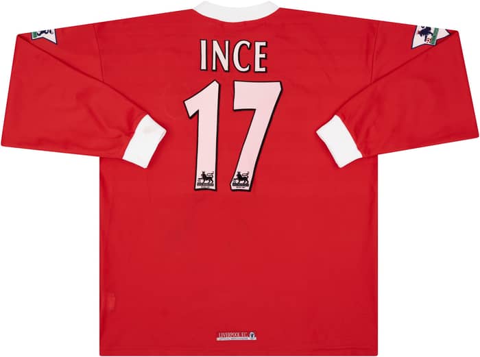 1998-99 Liverpool Match Issue Home L/S Shirt Ince #17