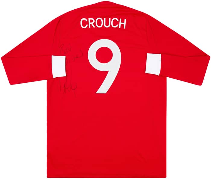 2010 England Match Issue Signed Away L/S Shirt Crouch #9 (v Slovenia)