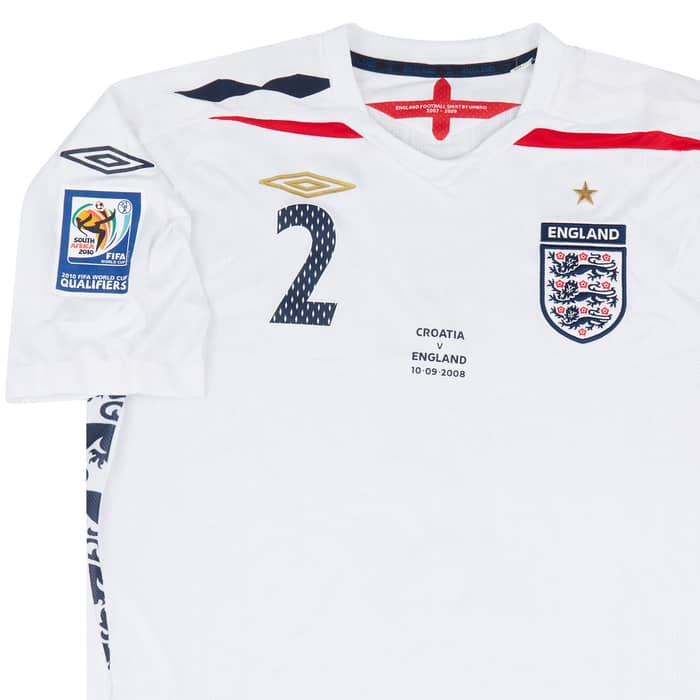 2008 England Match Issue Home Shirt Brown #2 (v Croatia)