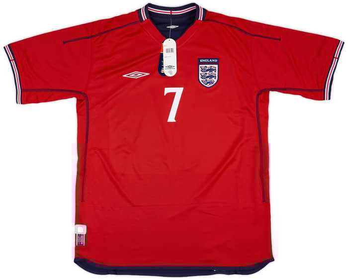2002-04 England Away Shirt Beckham #7 (L)
