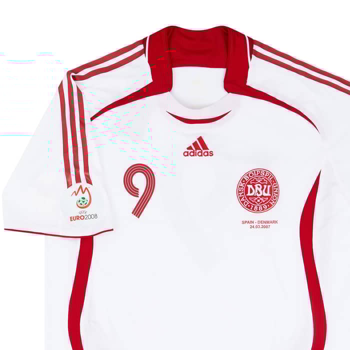 2007 Denmark Match Worn Away Shirt #9 (Tomasson) v Spain