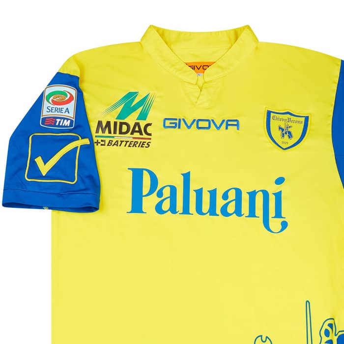 2013-14 Chievo Verona Match Issue Home Shirt Bernardini #2