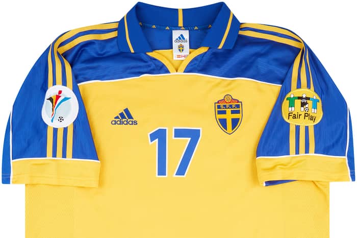 2000 Sweden Match Issue European Championship Home Shirt Mjallby #17 (v Italy)