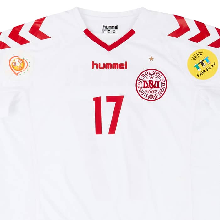 2004 Denmark Match Issue European Championship Away Shirt Poulsen #17