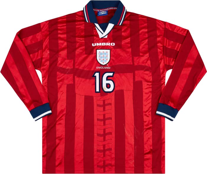 1997-99 England Match Issue Away L/S Shirt #16 (Butt)