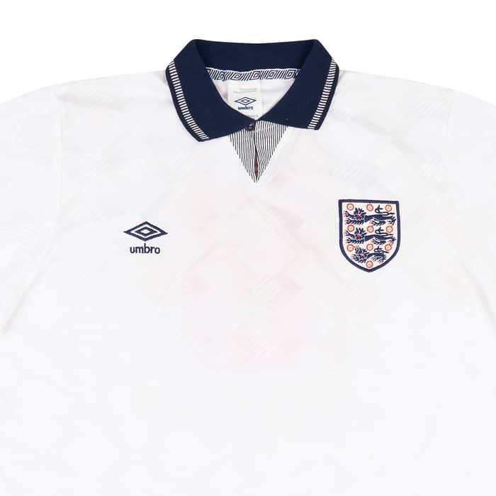 1991 England Match Worn Home Shirt #6 (Parker) v Germany