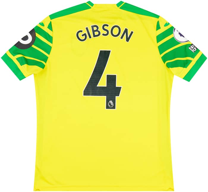 2021-22 Norwich Match Issue Home Shirt Gibson #4 (v Leicester)