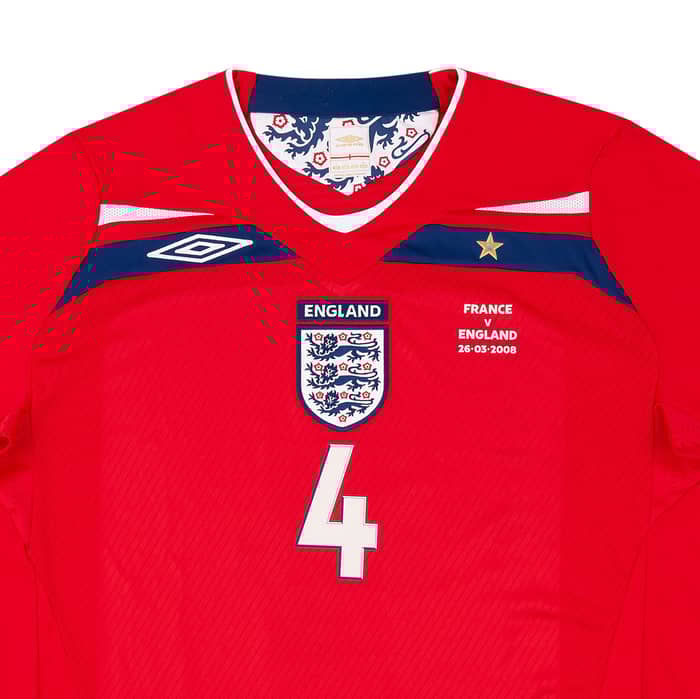 2008 England Match Issue Signed Away Shirt Hargreaves #4 (v France)
