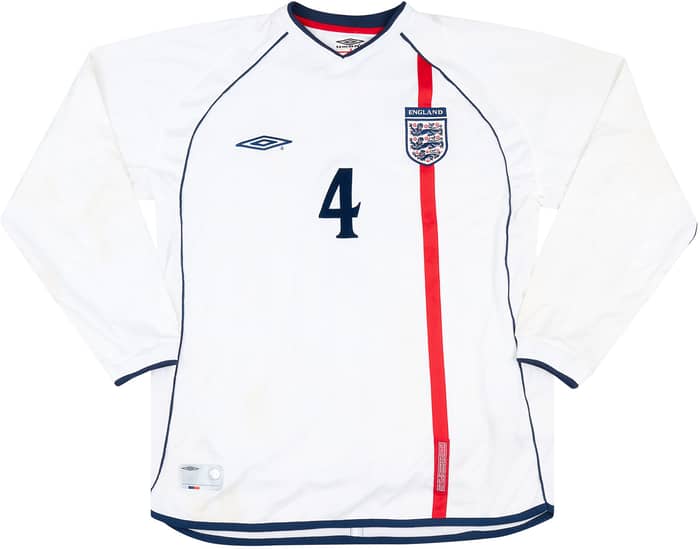 2001-02 England Match Issue Home L/S Shirt #4 (Butt)