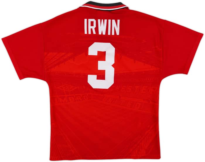1994-96 Manchester United Home Shirt Irwin #3 - 8/10 - (Y)