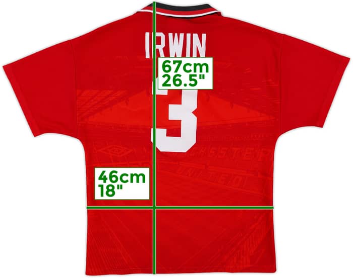 1994-96 Manchester United Home Shirt Irwin #3 - 8/10 - (Y)
