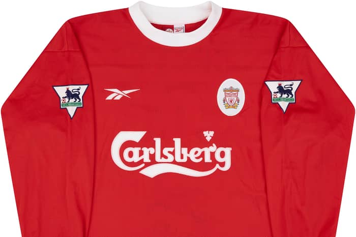 1999-00 Liverpool Match Issue Signed Home L/S Shirt Heskey #8