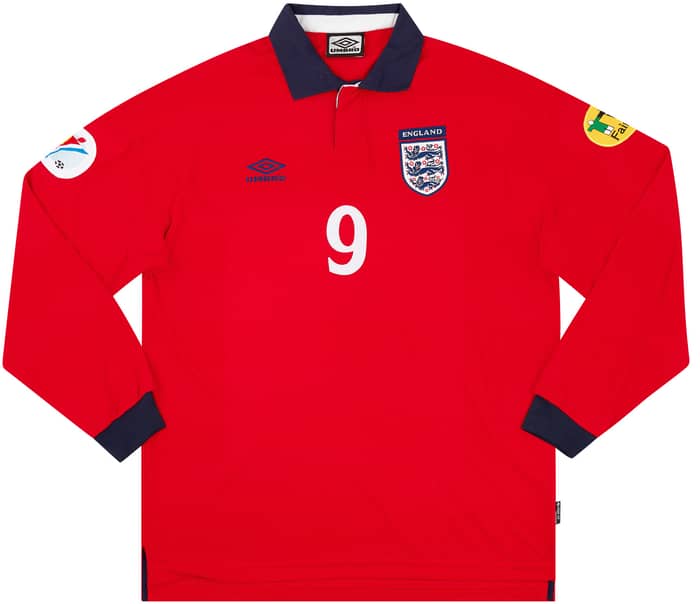 2000 England Match Issue European Championship Away L/S Shirt Shearer #9
