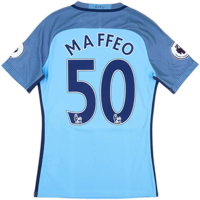 2016-17 Manchester City Match Issue Home Shirt Maffeo #50
