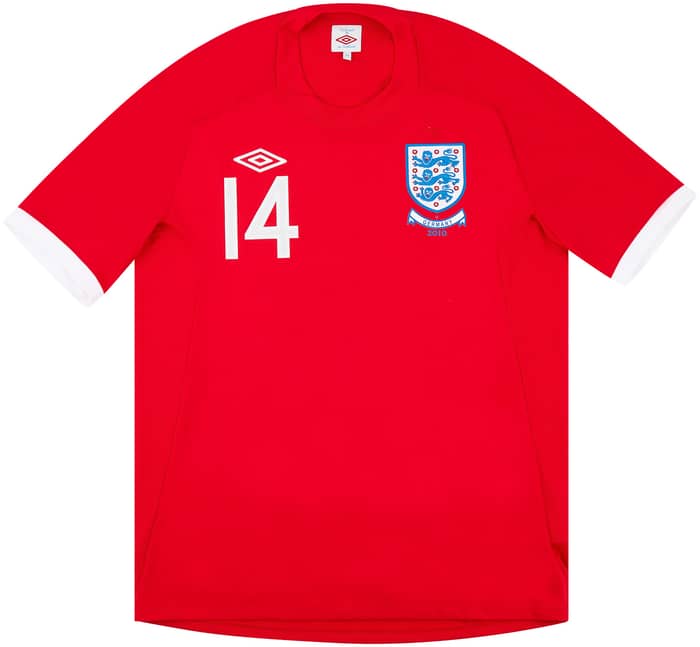 2010 England Match Issue Signed Away Shirt Barry #14 (v Germany)