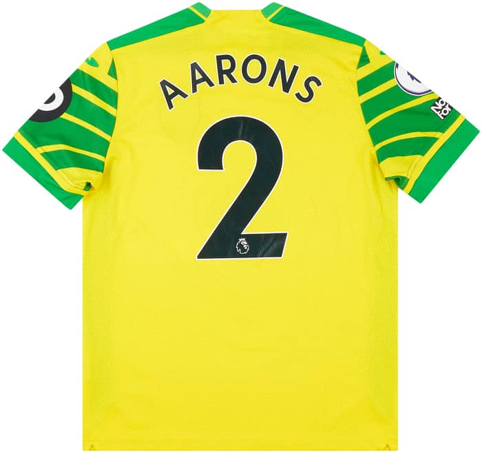 2021-22 Norwich Match Issue Home Shirt Aarons #2 (v Manchester United)