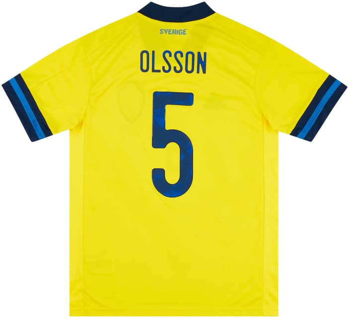 2021 Sweden Match Worn Home Shirt Olsson #5 (v Uzbekistan)