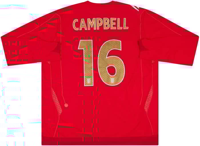 2006-07 England Match Issue Away L/S Shirt Campbell #16