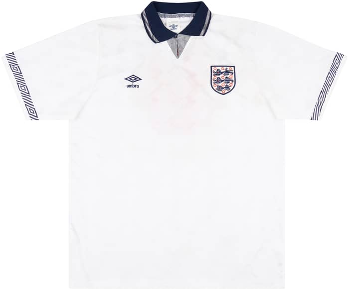 1991 England Match Worn Home Shirt #6 (Parker) v Germany
