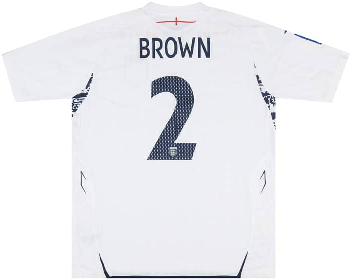 2008 England Match Issue Home Shirt Brown #2 (v Croatia)