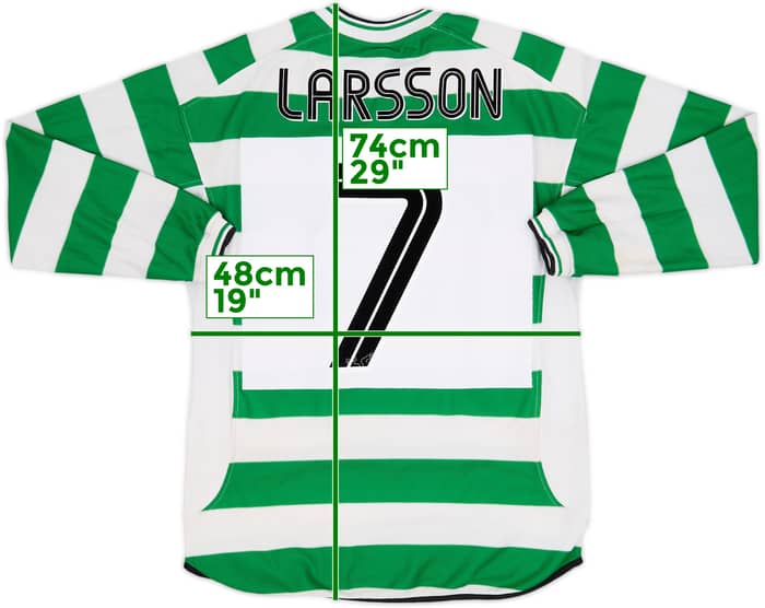2001-03 Celtic Home L/S Shirt Larsson #7 - 7/10 - (M)