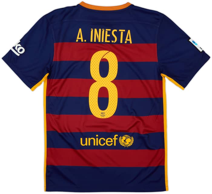 2015-16 Barcelona Home Shirt A.Iniesta #8 - 8/10 - (S)