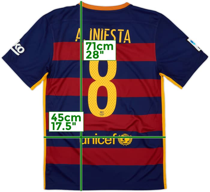 2015-16 Barcelona Home Shirt A.Iniesta #8 - 8/10 - (S)