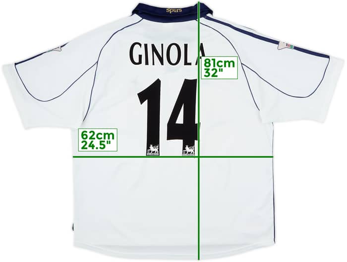 1999-01 Tottenham Home Shirt Ginola #14 - 7/10 - (XL)