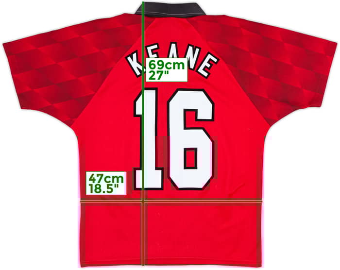 1996-98 Manchester United Home Shirt Keane #16 - 8/10 - (Y)