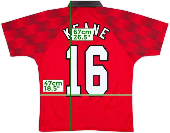 1996-98 Manchester United Home Shirt Keane #16 - 8/10 - (Y)