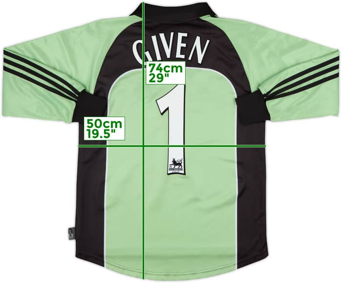 2000-01 Newcastle GK Shirt Given #1 - 8/10 - (Y)