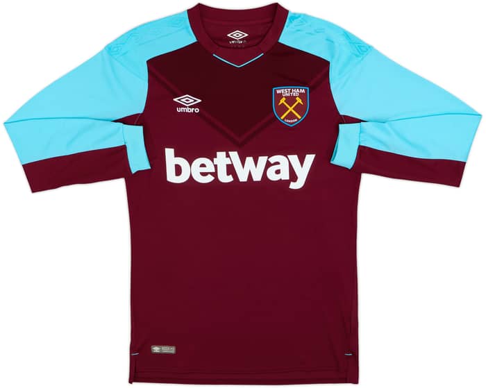2017-18 West Ham Home L/S Shirt Rice #41 - 8/10 - (S)