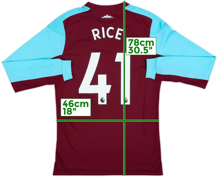 2017-18 West Ham Home L/S Shirt Rice #41 - 8/10 - (S)