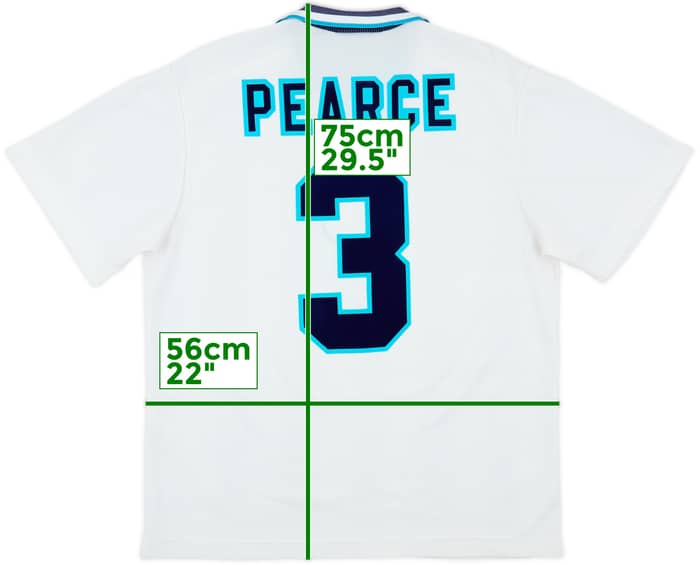 1995-97 England Home Shirt Pearce #3 - 8/10 - (XL)