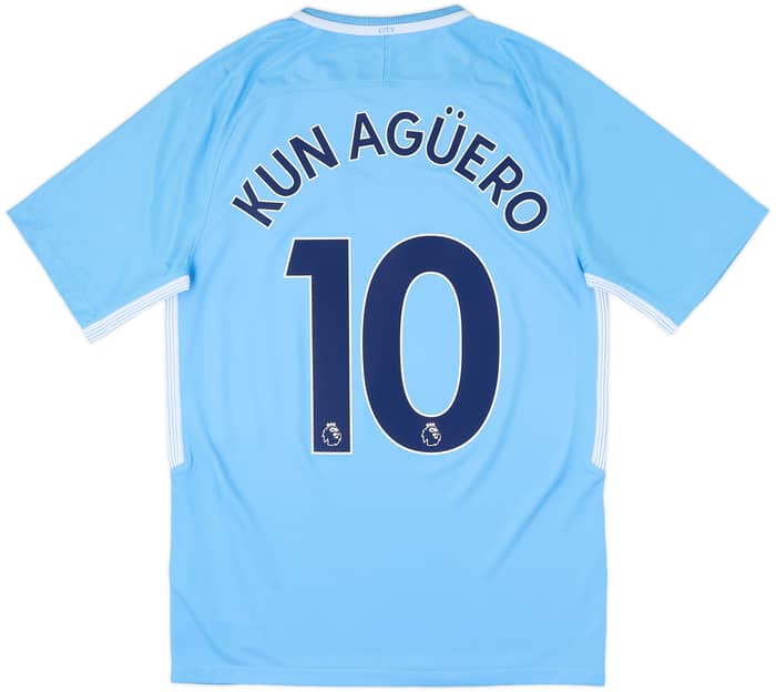 2017-18 Manchester City Home Shirt Kun Aguero #10 - 9/10 - (S)