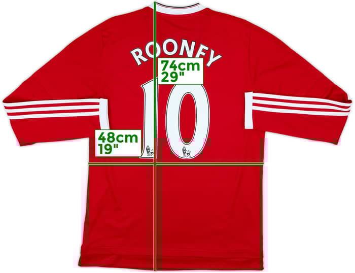 2015-16 Manchester United Home L/S Shirt Rooney #10 - 8/10 - (M)