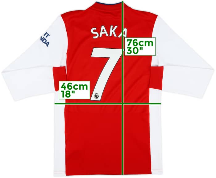 2021-22 Arsenal Home L/S Shirt Saka #7 - 8/10 - (S)