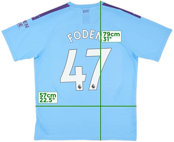 2019-20 Manchester City Home Shirt Foden #47 - 9/10 - (XL)