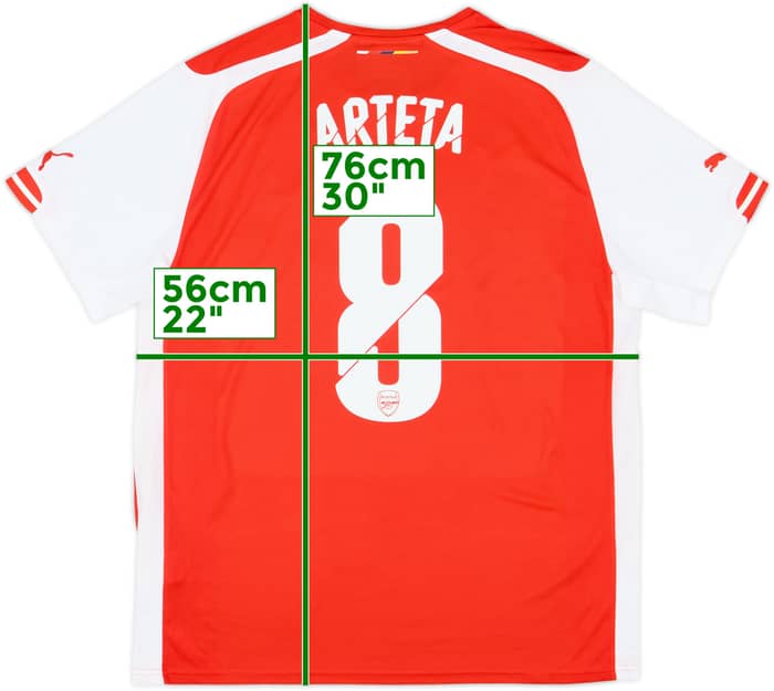 2014-15 Arsenal Home Shirt Arteta #8 - 9/10 - (XL)