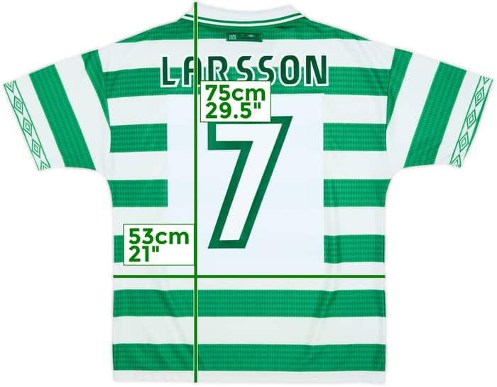 1997-99 Celtic Home Shirt Larsson #7 - 8/10 - (M)