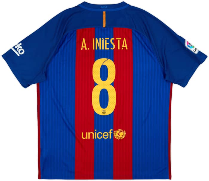 2016-17 Barcelona Home Shirt A.Iniesta #8 - 8/10 - (XL)