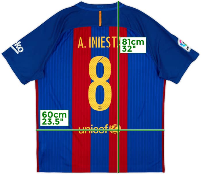 2016-17 Barcelona Home Shirt A.Iniesta #8 - 8/10 - (XL)