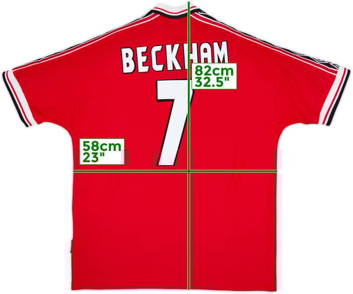 1998-00 Manchester United Home Shirt Beckham #7 - 8/10 - (XL)