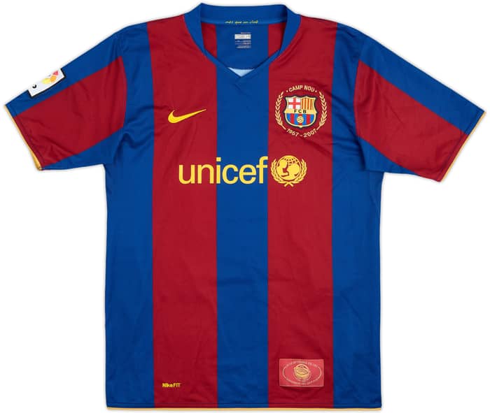 2007-08 Barcelona Home Shirt Ronaldinho #10 - 9/10 - (XL.Boys)