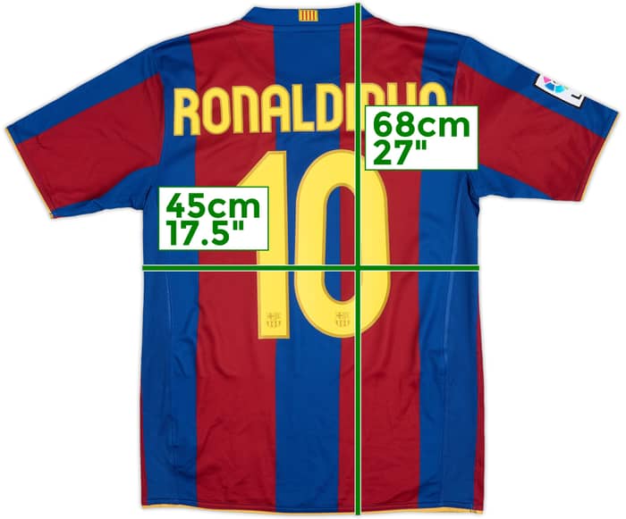 2007-08 Barcelona Home Shirt Ronaldinho #10 - 9/10 - (XL.Boys)